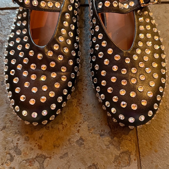 NWOT clear rhinestone Studded Black Mary Jane Flats “alaia” style - Picture 5 of 7